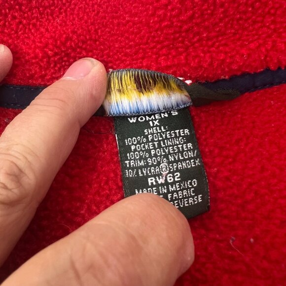 L.L.Bean Womens 1X Red Half-Zip Fleece Pullover Jacket Made In Mexico - Picture 5 of 6